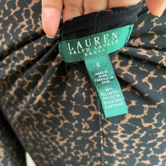 Lauren Ralph Lauren Women's Ruched Leopard Ruched Sheath Career Dress Size 6 - Picture 6 of 6